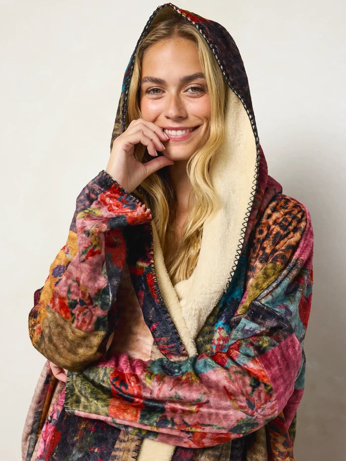 Cozy Blanket Kimono - Jewel Quilt Multi Long Length-view 6