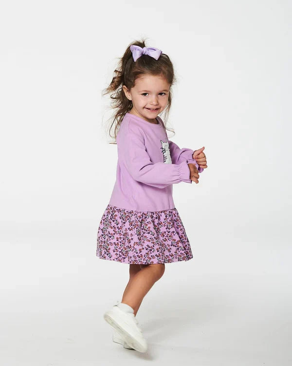 Deux Par Deux brushed jersey dress with print skirt
