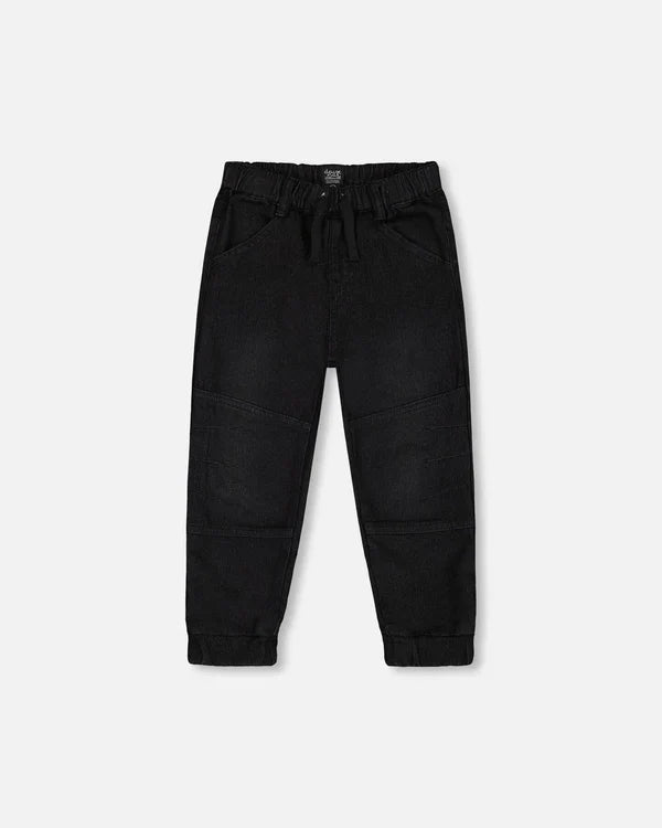 Deux Par Deux French Terry Denim Joggers  - Black