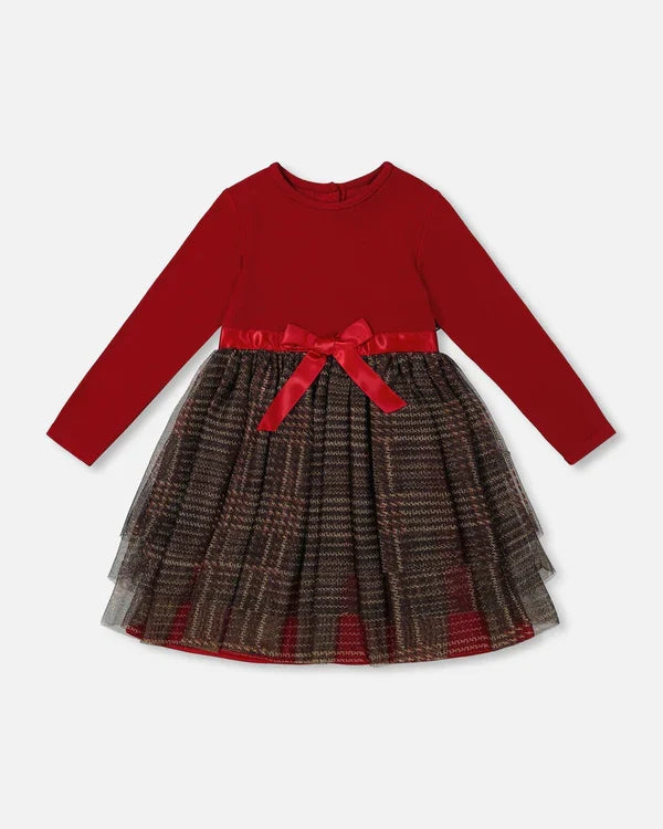 Deux Par Deux Holiday Dress - Jester Red Plaid