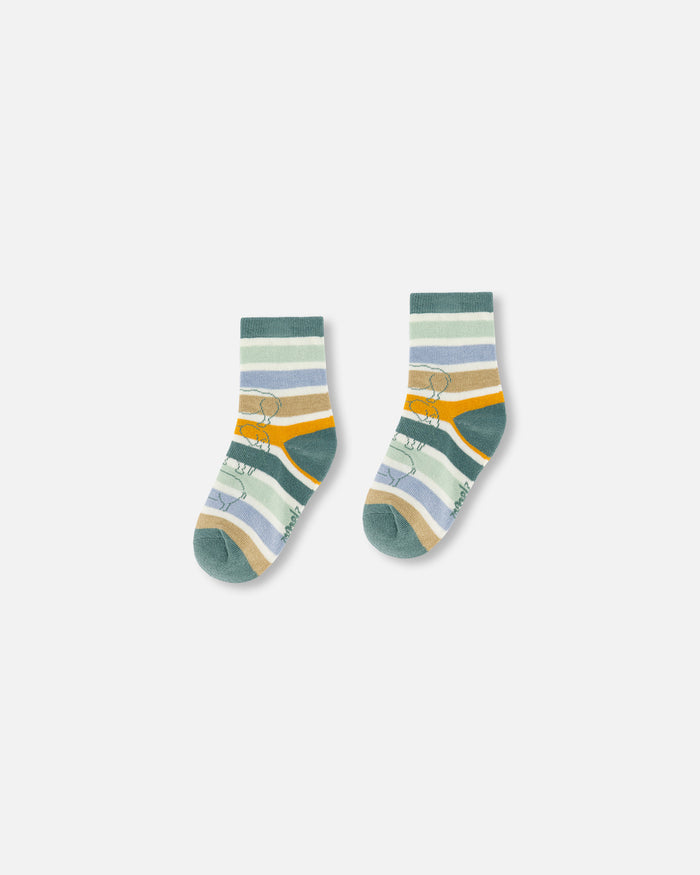 Deux Par Deux Jacquard Socks - North Atlantic