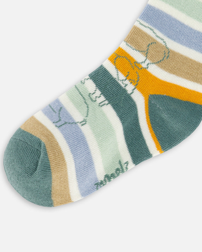 Deux Par Deux Jacquard Socks - North Atlantic