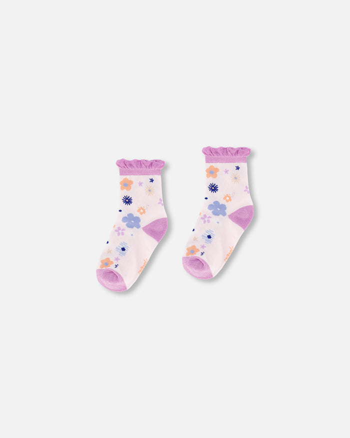 Deux Par Deux Jacquard Socks - Violet Tulle
