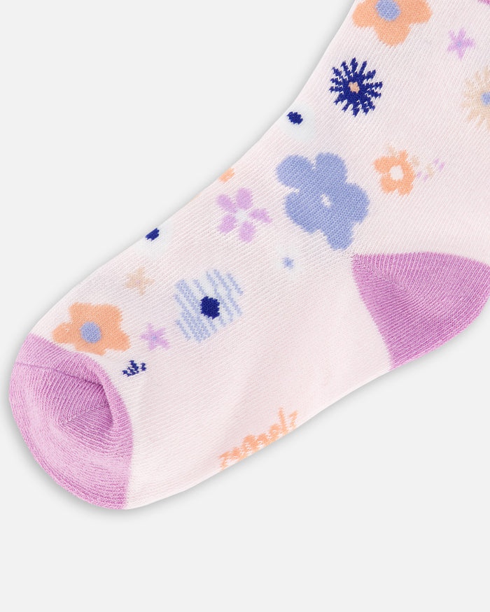 Deux Par Deux Jacquard Socks - Violet Tulle