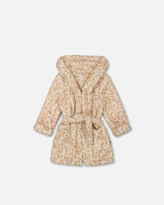Deux Par Deux Plush Bathrobe - Leopard Print
