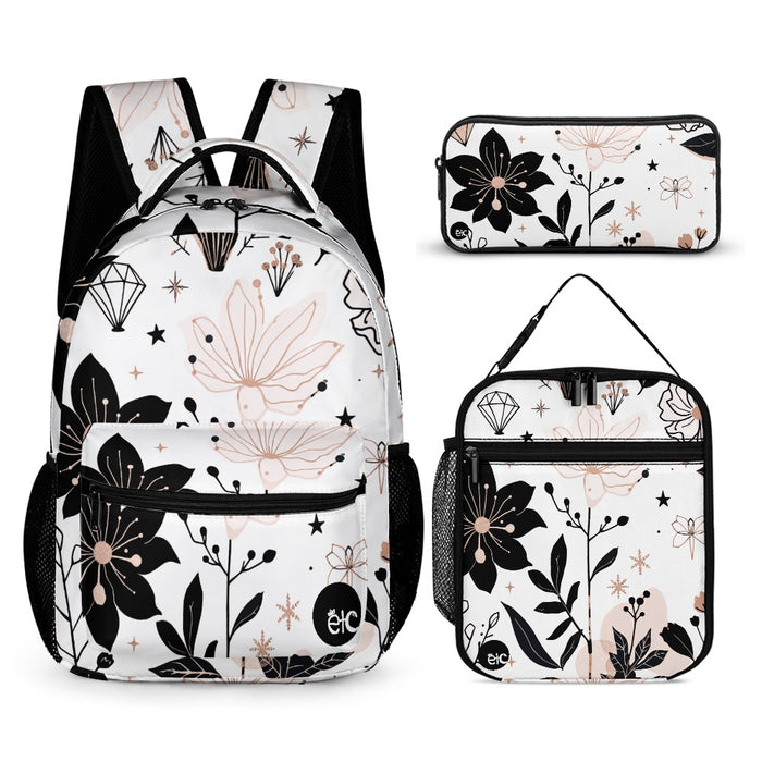 Diamond Floral Backpack Set