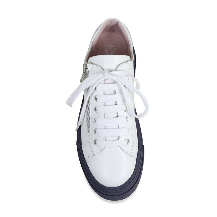 Diva: White Leather & Navy Shoes Sole Bliss