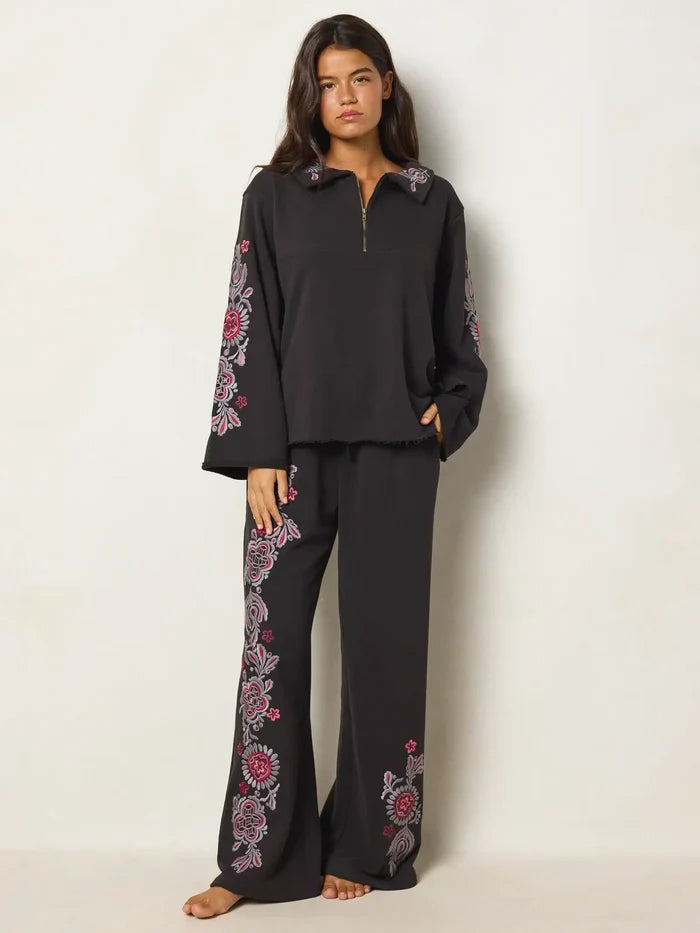 Easy Does It Embroidered Sweatshirt - Charcoal-view 5