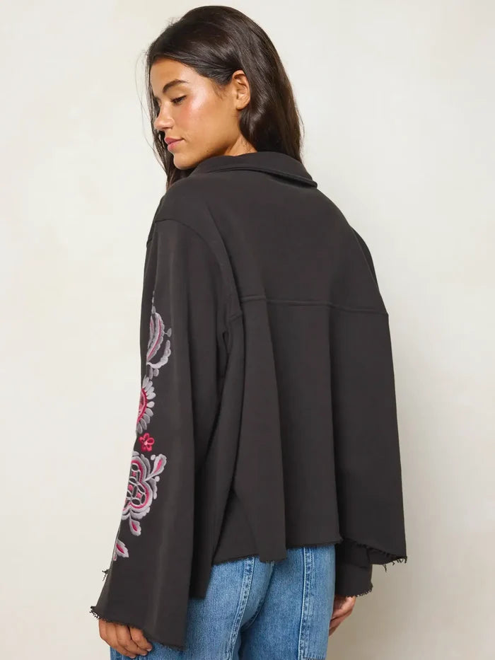 Easy Does It Embroidered Sweatshirt - Charcoal-view 6