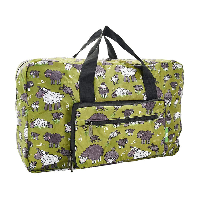 Foldable green holdall made with recycled plastic