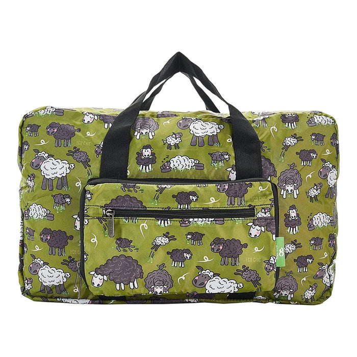 Foldable green holdall made with recycled plastic
