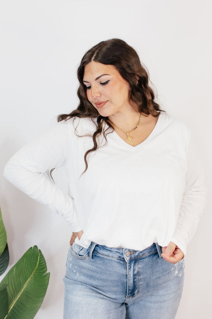 Effortless Essential Long Sleeve Top In Ivory - Macoma Boutique120 Long Sleeve