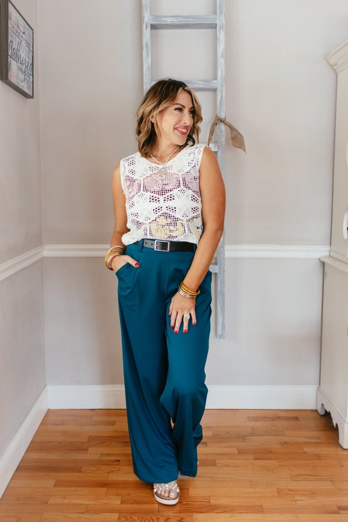Elevate Everyday Pants In Teal - Reg & Curvy - Macoma Boutique210 Other Bottoms