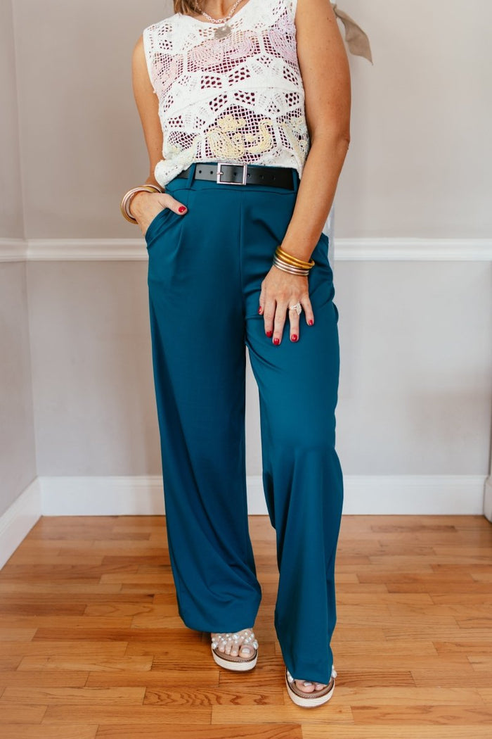 Elevate Everyday Pants In Teal - Reg & Curvy - Macoma Boutique210 Other Bottoms