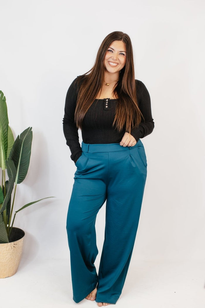 Elevate Everyday Pants In Teal - Reg & Curvy - Macoma Boutique210 Other Bottoms