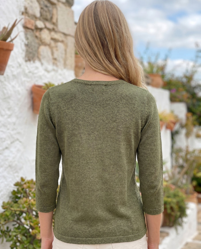 ella-knit-3-4-sleeve-top-olive-green-2