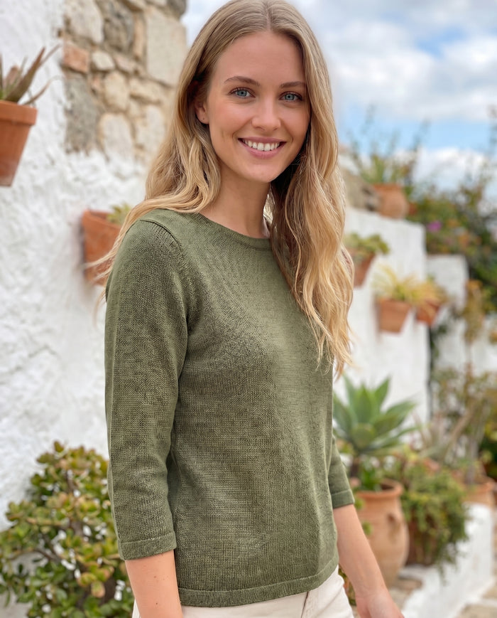 ella-knit-3-4-sleeve-top-olive-green-3