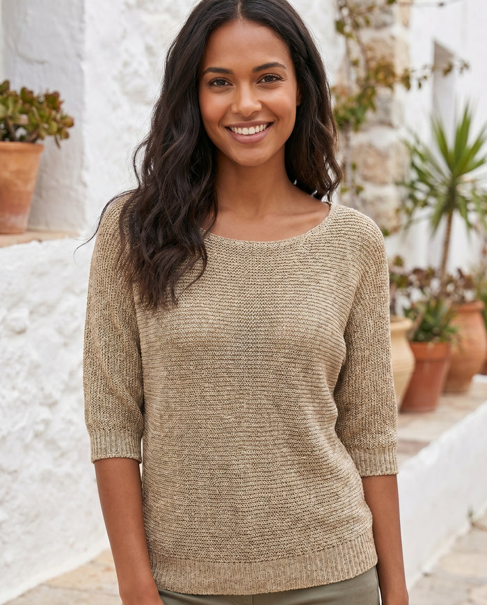 ella-knit-3-4-sleeve-top-khaki-1
