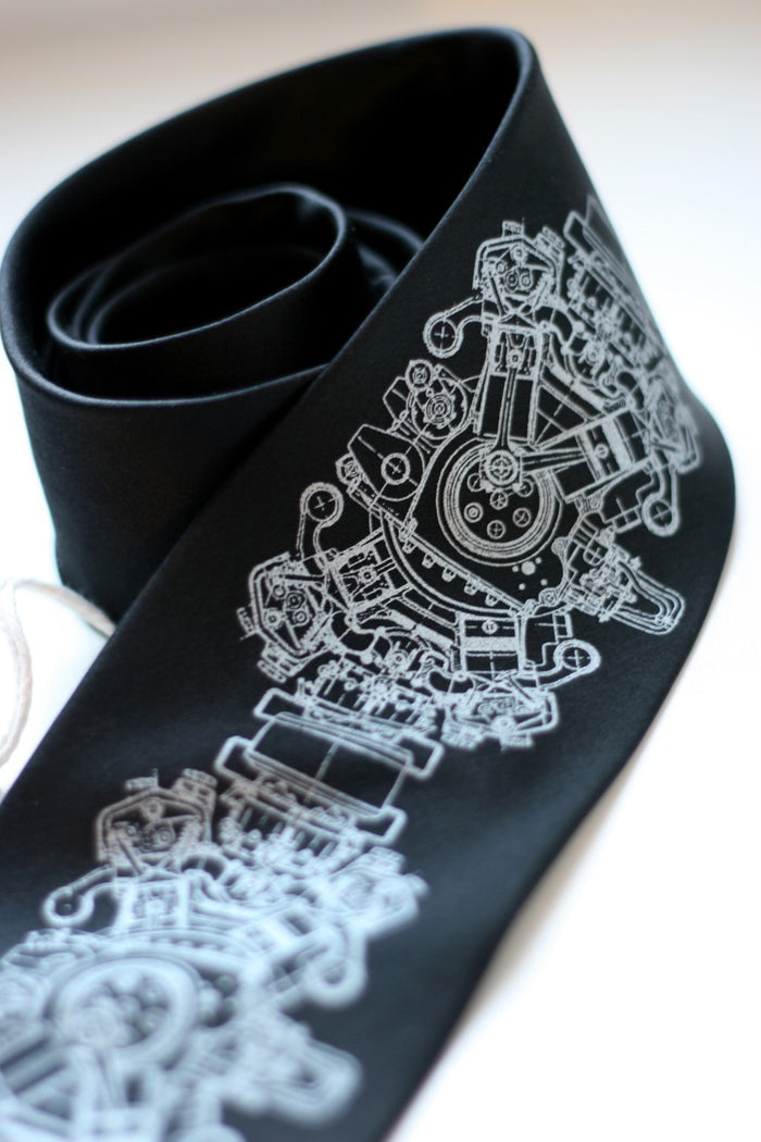 Engine Rosette necktie, inline 3 motor tie