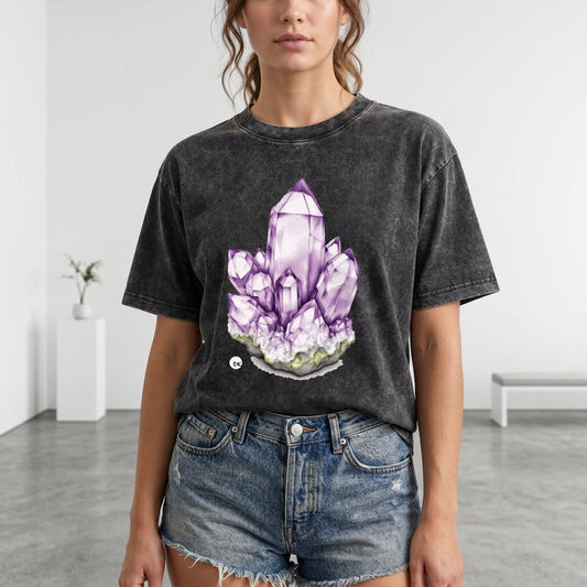 ETC Amethyst Crystal Acid Wash Tee