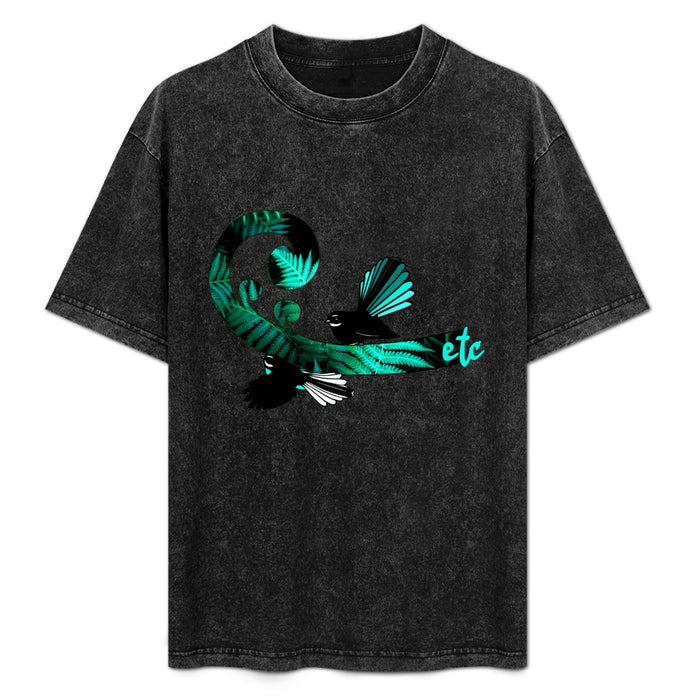 ETC Aqua Fantail Fern Acid Wash Tee