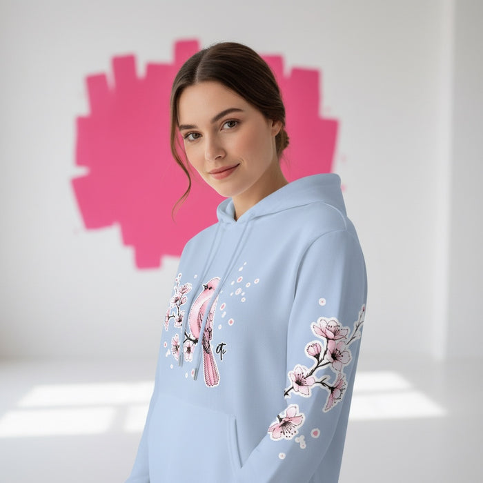ETC Baby Blue - Pink Blossom Cotton Hoodie