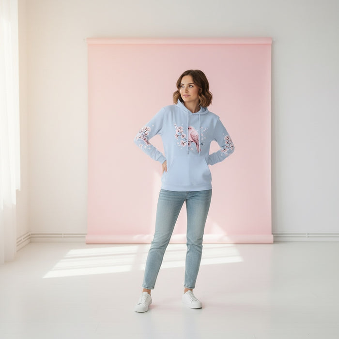 ETC Baby Blue - Pink Blossom Cotton Hoodie