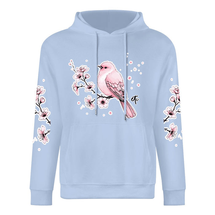 ETC Baby Blue - Pink Blossom Cotton Hoodie