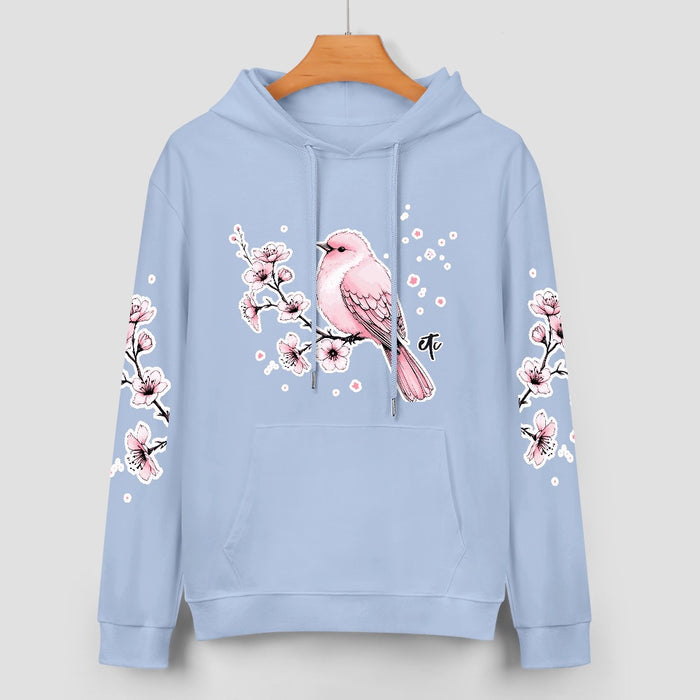 ETC Baby Blue - Pink Blossom Cotton Hoodie