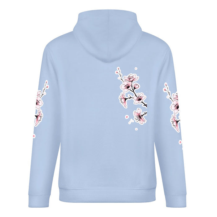 ETC Baby Blue - Pink Blossom Cotton Hoodie