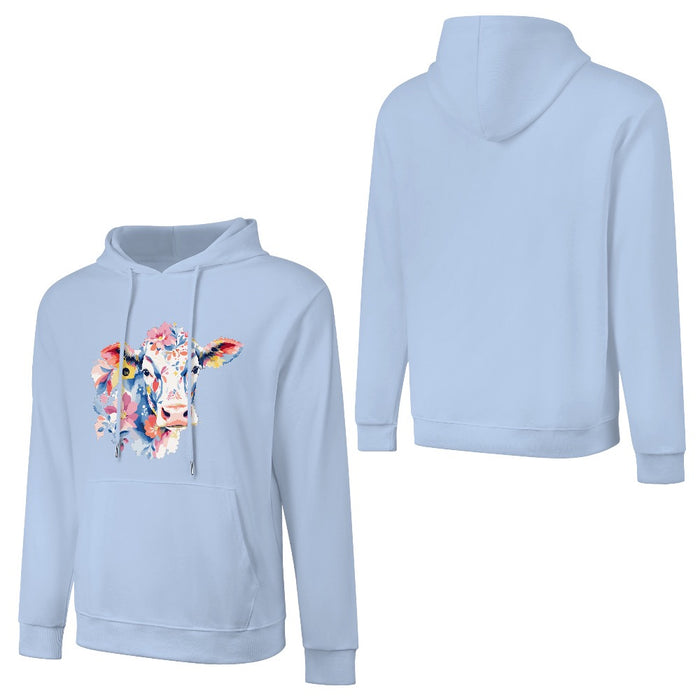 ETC Baby Blue Floral Cow Cotton Hoodie