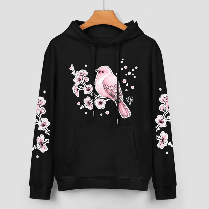 ETC Black - Pink Blossom Cotton Hoodie