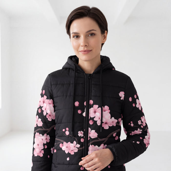 ETC Black Cherry Blossom Puffer Jacket