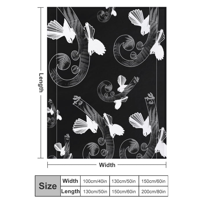 ETC Black Fantail Fern Blanket 2m x1.5m