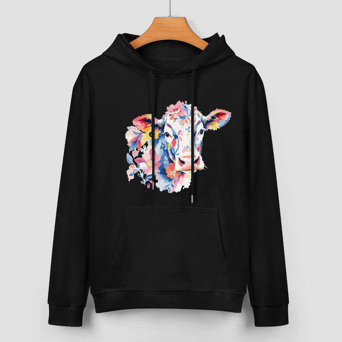 ETC Black Floral Cow Cotton Hoodie