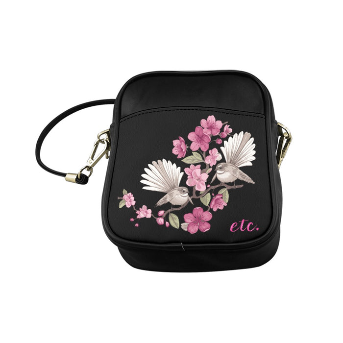 ETC Black Floral Fantail Sling Bag
