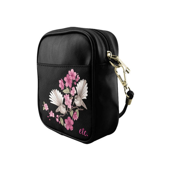ETC Black Floral Fantail Sling Bag