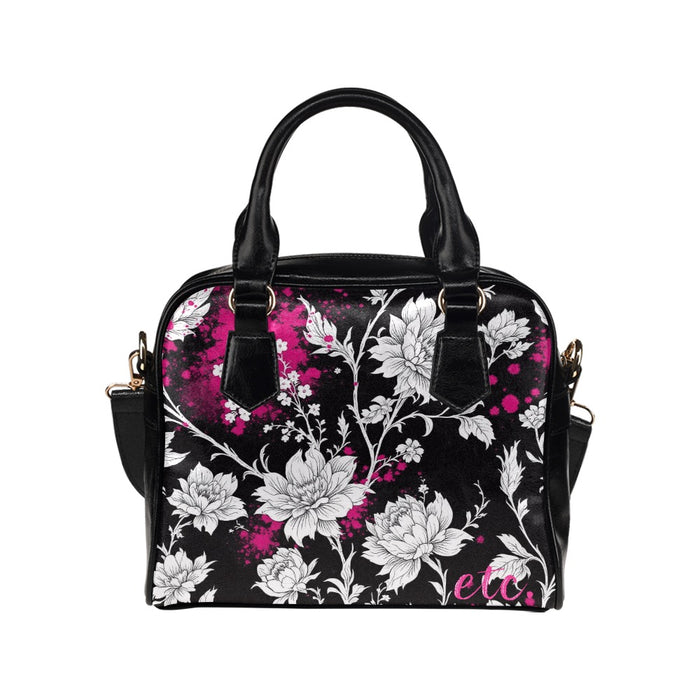ETC Black Hot Pink Splash Floral Handbag