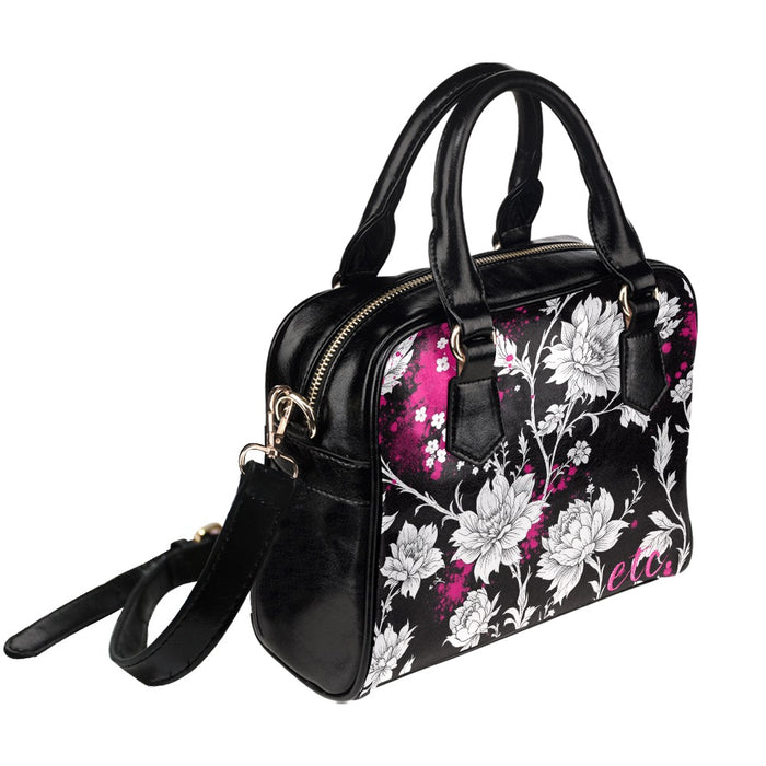 ETC Black Hot Pink Splash Floral Handbag