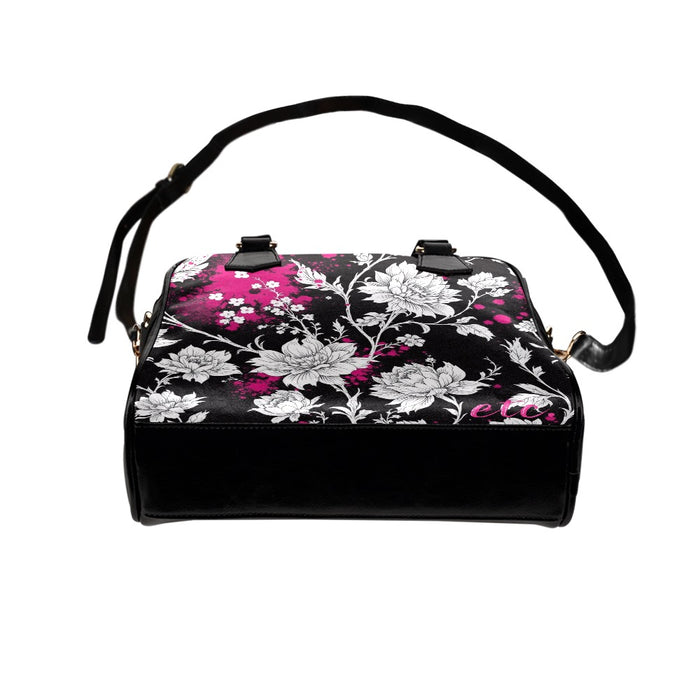 ETC Black Hot Pink Splash Floral Handbag