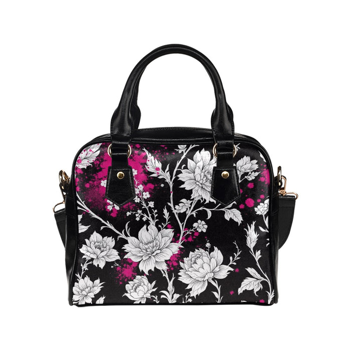 ETC Black Hot Pink Splash Floral Handbag