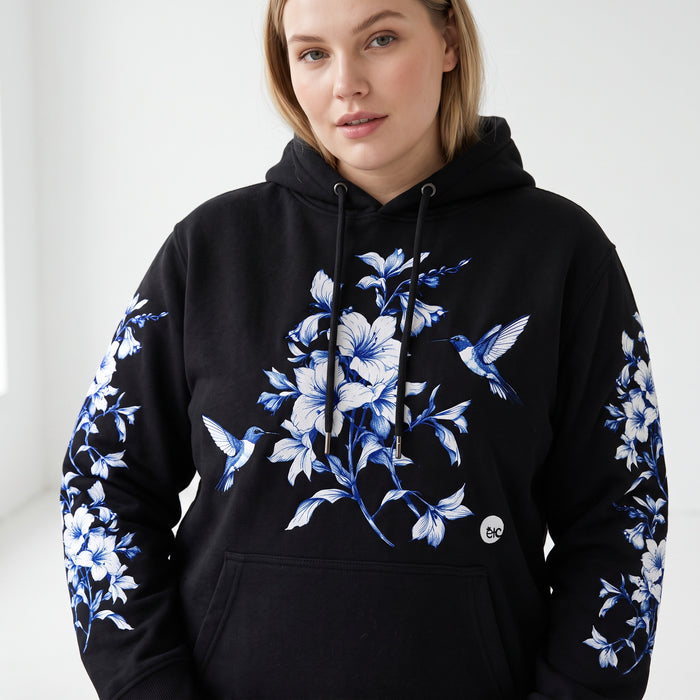 ETC Black Hummingbird Silhouette Cotton Hoodie