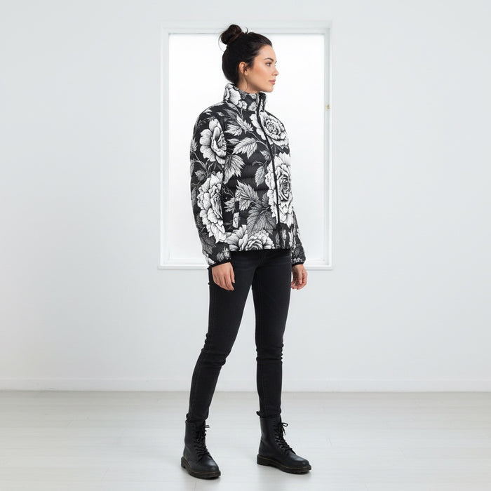 ETC Black & White Floral Lightweight Puffer Jacket