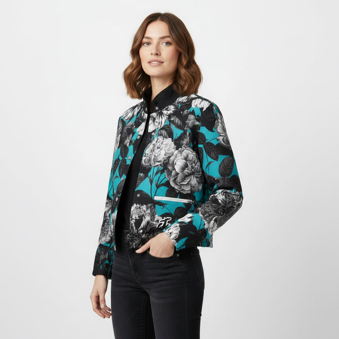 ETC Blue Floral Butterflies Plush Jacket