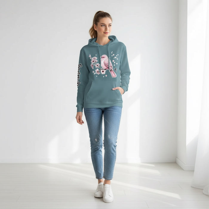 ETC Cherry Blossom Bird Slate Grey Hoodie