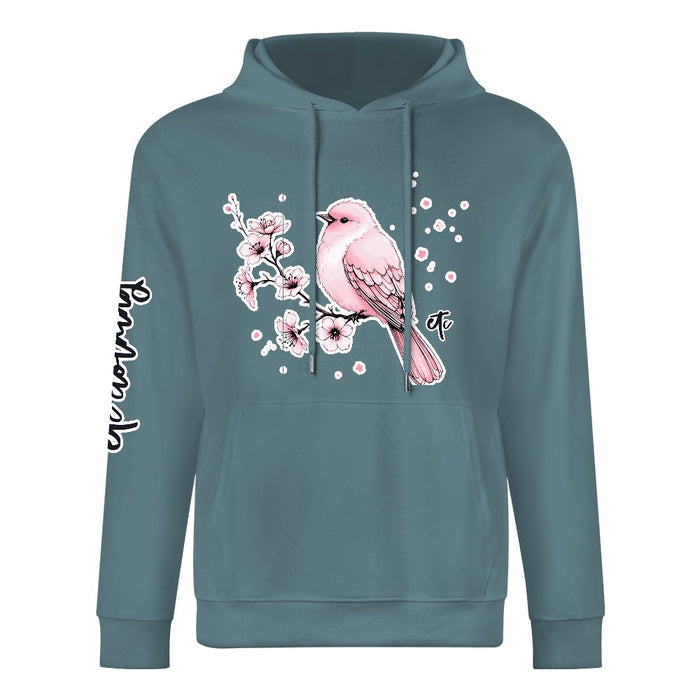 ETC Cherry Blossom Bird Slate Grey Hoodie