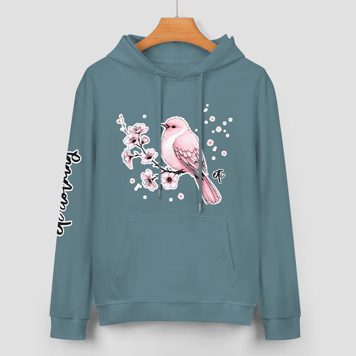 ETC Cherry Blossom Bird Slate Grey Hoodie