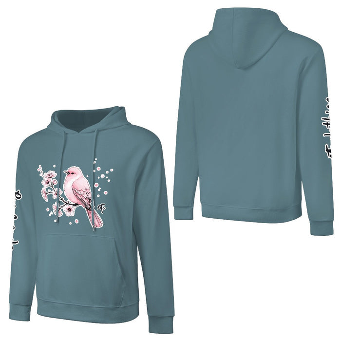 ETC Cherry Blossom Bird Slate Grey Hoodie
