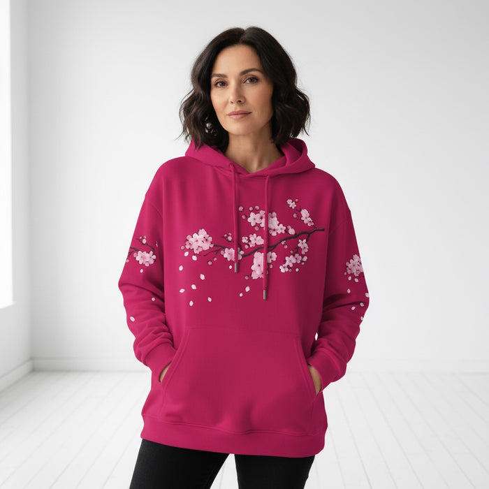 ETC Cherry Blossom Deep Pink Cotton Hoodie