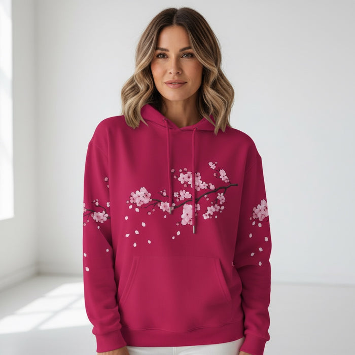 ETC Cherry Blossom Deep Pink Cotton Hoodie